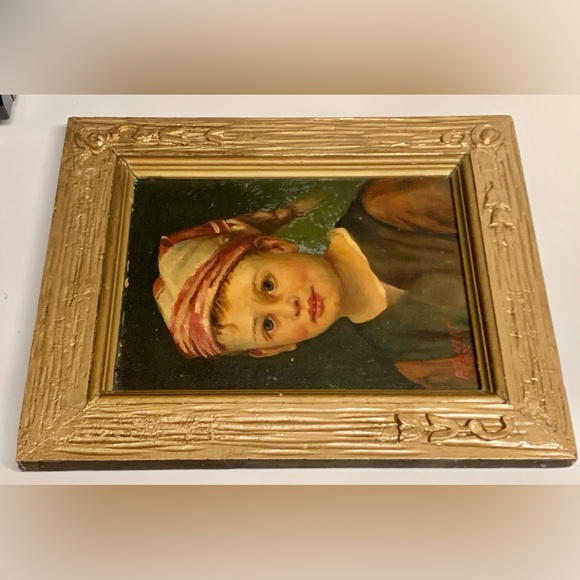 1937 Vintage Paul Janert Artist Signed Framed Oil Painting of Young Boy - Picture 12 of 16